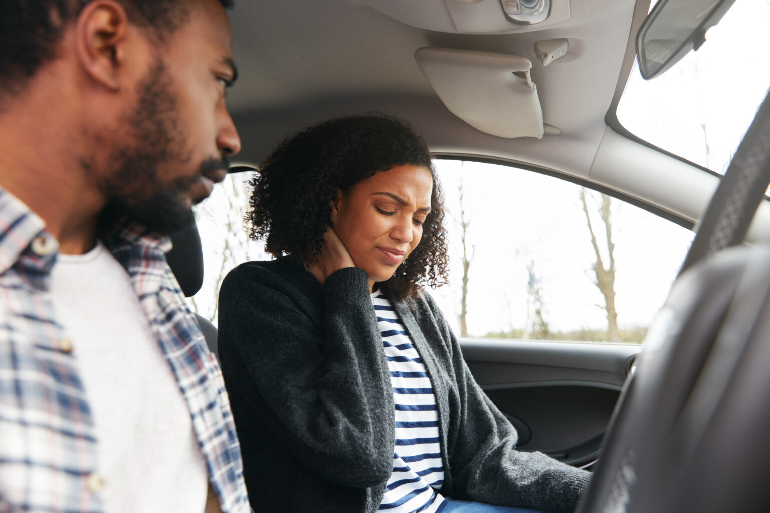 Couple,Inside,Car,After,Road,Traffic,Accident,With,Male,Driver