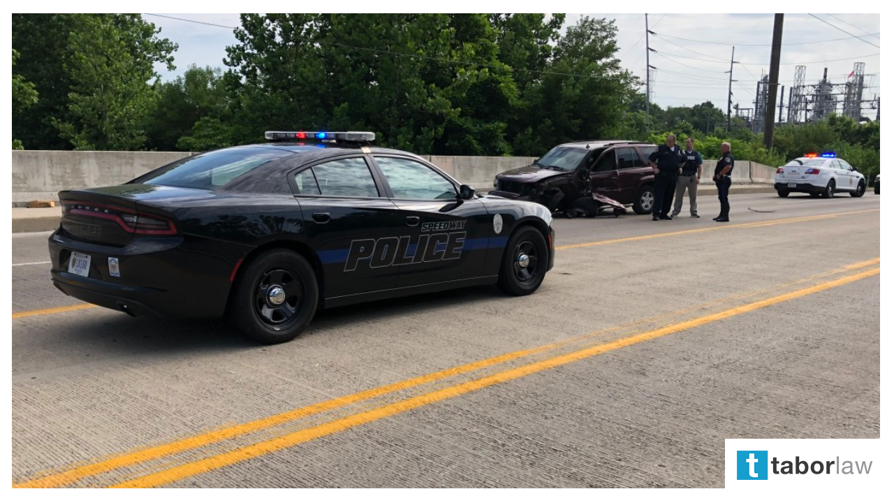 Police officer car at crash